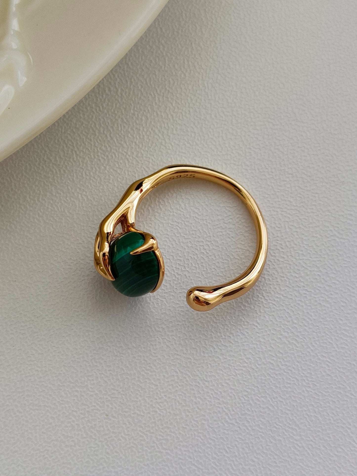 Malachite Ring of the Silent Sea | 18K Gold-Plated Sterling Silver