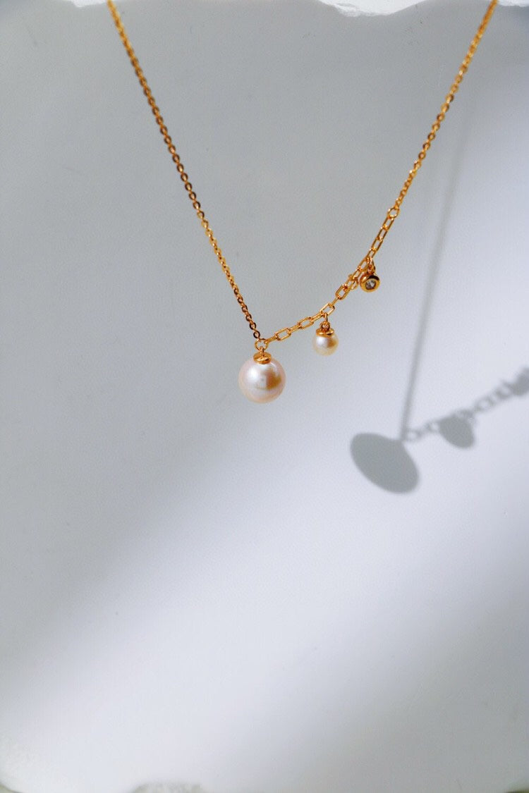 Ocean Light Minimal Pearl Necklace | 925 Sterling Silver
