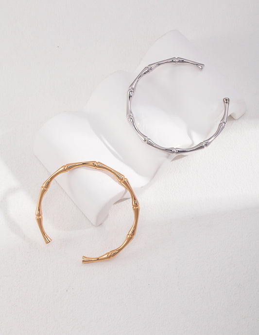 Bamboo Tide Bangle | 925 Sterling Silver / Gold Plated – Silent Sea Series