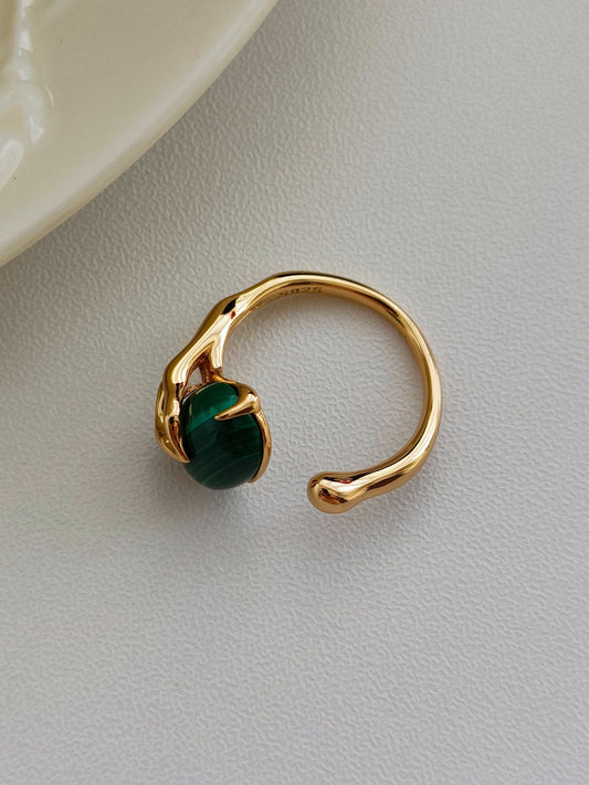 Malachite Ring of the Silent Sea | 18K Gold-Plated Sterling Silver